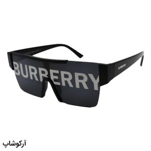 عکس از عینک آفتابی فانتزی burberry با فریم مشکی رنگ، عدسی دودی تیره و یکسره مدل 6106