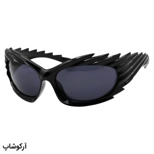 عکس از عینک آفتابی شانه‌ای بالنسیاگا با فریم مشکی براق، فانتزی و لنز دودی تیره مدل SH1006