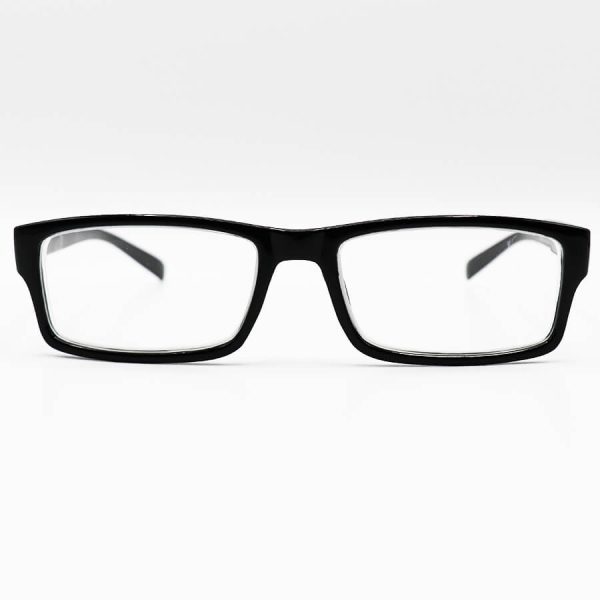 عکس از عینک طبی دور بین با فریم مستطیلی شکل، مشکی رنگ و دسته فنردار مدل 89212