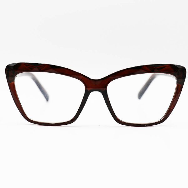 عکس از عینک مطالعه نزدیک بین با فریم گربه ای، قهوه ای رنگ و دسته فنری مدل 22-8