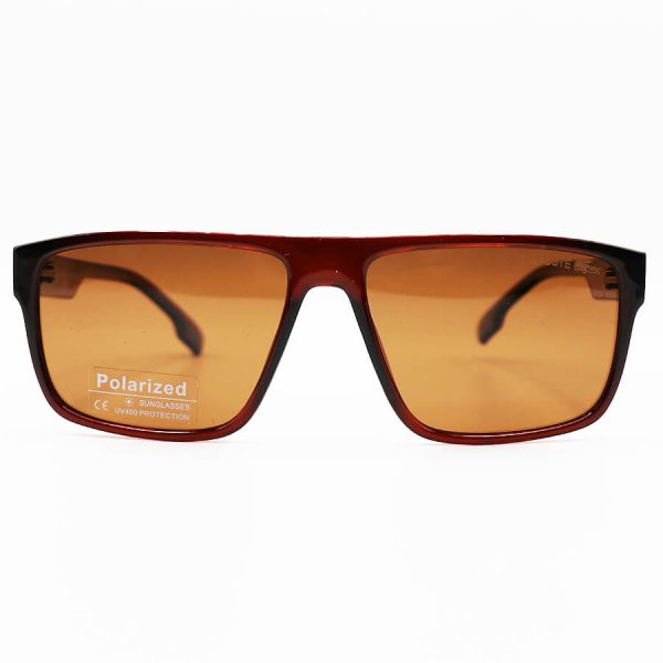 عکس از عینک آفتابی پلاریزه لاگوست با فریم مستطیلی شکل، قهوه ای براق و لنز قهوه‌ای تیره مدل 21065