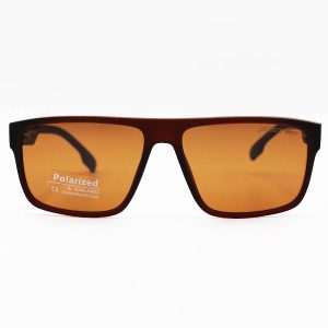 عکس از عینک آفتابی لاگوست با فریم مستطیلی شکل، قهوه ای مات، لنز پلاریزه و قهوه‌ای تیره مدل 21065