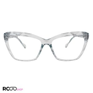 عکس از عینک مطالعه نزدیک بین با فریم چشم گربه ای، بی رنگ، شفاف و دسته فنردار مدل 22-8