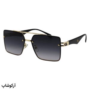 عکس از عینک آفتابی لاکچری MAYBACH با فریم طلایی، مربعی شکل، دسته مشکی و لنز دودی هایلایت مدل 10402