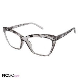 عکس از عینک مطالعه نزدیک بین با فریم چشم گربه ای، طوسی رنگ و دسته فنردار مدل 22-8