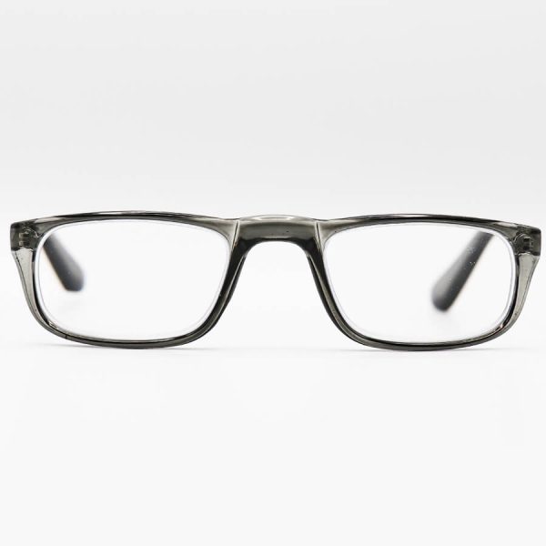 عکس از عینک مطالعه نزدیک بین با لنز بلوکات، فریم طوسی رنگ و مستطیلی شکل مدل 110bl