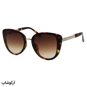 عکس از عینک آفتابی زنانه JIMMY CHOO با فریم گربه‌ای، رنگ هاوانا و دسته شاین‌دار و لنز قهوه‌ای هایلایت مدل 6859