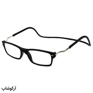 عکس از عینک مطالعه نزدیک بین با فریم مگنتی و آهنربایی، مشکی رنگ و گردنی مدل fh512