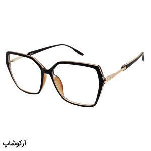 عکس از عینک طبی زنانه پروانه ای با فریم قهوه ای رنگ و تک کاوره مدل 8652