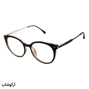 عکس از عینک طبی زنانه گرد با فریم قهوه ای رنگ و تک کاوره مدل 8654