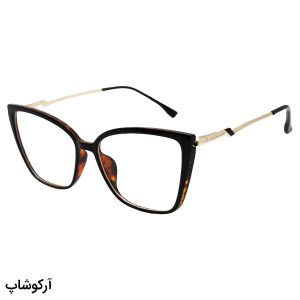 عکس از عینک طبی زنانه گربه ای با فریم هاوانا و تک کاور عینک آفتابی مدل 8655