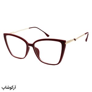 عکس از عینک طبی زنانه گربه ای با فریم قرمز رنگ و تک کاور عینک آفتابی مدل 8655