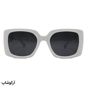 عکس از عینک آفتابی پلاریزه گوچی با فریم مربعی، سفید رنگ، دسته طرح بافته شده و لنز دودی تیره مدل P5114
