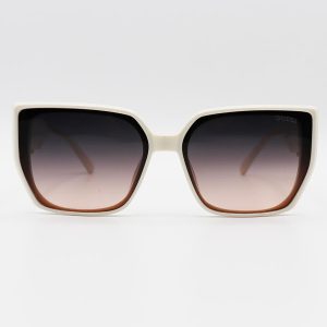 عکس از عینک آفتابی GUCCI با فریم کرمی رنگ، پروانه ای شکل و عدسی قهوه ای تیره مدل M9055