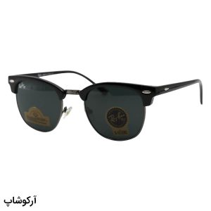 عکس از عینک آفتابی ریبن با فریم کلاب مستر، رنگ مشکی و نوک مدادی، لنز دودی تیره و جنس شیشه مدل RB3016