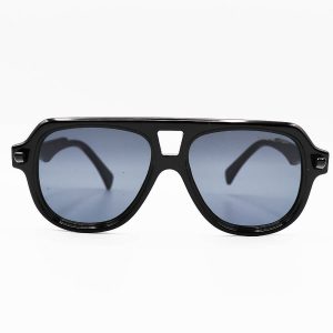 عکس از عینک آفتابی balenciaga با فریم خلبانی، مشکی رنگ و عدسی دودی تیره مدل sha601