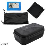 عکس از عینک ورزشی با فریم مشکی و بنفش رنگ، 3 لنز قابل تعویض و تجهیزات کامل مدل 8119-C5