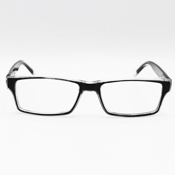 عکس از عینک مطالعه نزدیک بین با فریم شکل مستطیلی، رنگ مشکی و دسته فنری مدل 2-2