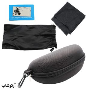 عکس از عینک ورزشی با فریم مشکی و قرمز رنگ، 3 لنز قابل تعویض و تجهیزات کامل مدل 9317-C9