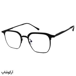عکس از فریم عینک طبی 2 کاوره با فریم رنگ مشکی، مربعی شکل، از جنس آلومینیوم و دسته فنری مدل 7024