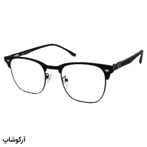 عکس از فریم عینک طبی چند کاوره با فریم رنگ مشکی، مربعی شکل، از جنس آلومینیوم و دسته فنری مدل 7027