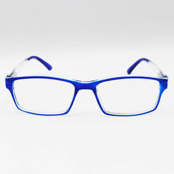 عکس از عینک مطالعه نزدیک بین با فریم شکل مستطیلی، رنگ آبی و دسته فنری مدل 18-3