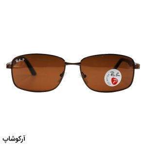 عکس از عینک آفتابی ریبن با فریم مستطیلی، رنگ مسی، لنز پلاریزه و فریم قهوه ای تیره مدل P2970