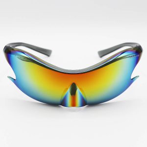 عکس از عینک آفتابی فانتزی OAKLEY با فریم طرح کوسه ای و عدسی آینه ای و چند رنگ مدل KS700