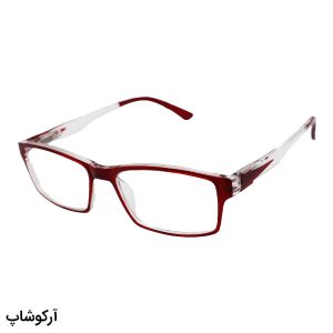 عکس از عینک مطالعه نزدیک بین با فریم شکل مستطیلی، رنگ قرمز و دسته فنری مدل 18-3