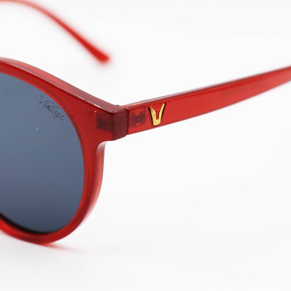 عکس از عینک آفتابی با فریم گرد، قرمز رنگ و لنز دودی تیره vintage مدل z3289