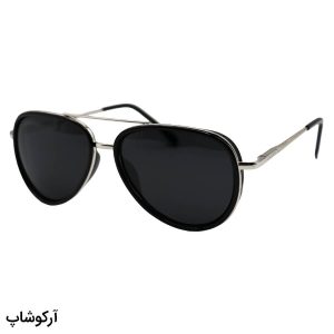 عکس از عینک آفتابی LACOSTE با فریم خلبانی، رنگ مشکی و نقره‌ای، دسته فنردار و لنز دودی تیره و پلاریزه مدل L815