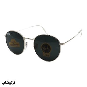 عکس از عینک آفتابی ray-ban با فریم گرد، نقره ای رنگ، عدسی سنگ و رنگ دودی تیره مدل 3447