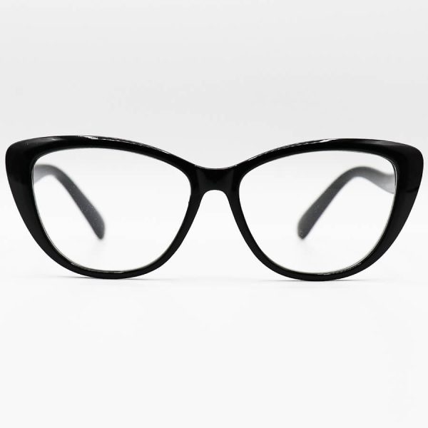 عکس از عینک مطالعه زنانه نزدیک بین با فریم مشکی رنگ و شکل چشم گربه ای مدل 9001