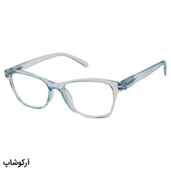 عکس از عینک مطالعه نزدیک بین با فریم آبی رنگ، مستطیلی شکل و دسته فنری مدل 8987