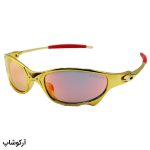 عکس از عینک آفتابی OAKLEY با فریم طلایی رنگ، لنز آینه ای و قرمز رنگ (سایز بزرگ) مدل W2236