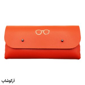 عکس از کیف عینک مستطیلی شکل، از جنس چرمی و نارنجی رنگ مدل 992667