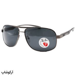 عکس از عینک آفتابی پلاریزه ریبن با فریم مستطیلی شکل، رنگ نوک مدادی و لنز دودی تیره مدل P2336