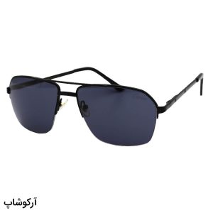 عکس از عینک آفتابی نیم فریم Cartier با فریم مشکی رنگ، خلبانی شکل و عدسی دودی تیره مدل 9654