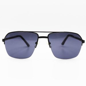 عکس از عینک آفتابی نیم فریم Cartier با فریم مشکی رنگ، خلبانی شکل و عدسی دودی تیره مدل 9654