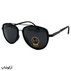 عکس از عینک آفتابی Ray-Ban با فریم خلبانی، مشکی رنگ، لنز شیشه و دودی تیره و دسته فنردار مدل RB3115-1