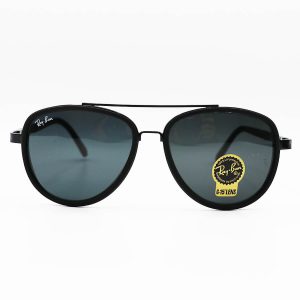 عکس از عینک آفتابی Ray-Ban با فریم خلبانی، مشکی رنگ، لنز شیشه و دودی تیره و دسته فنردار مدل RB3115-1