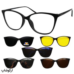 عکس از عینک طبی زنانه 5 کاوره با فریم گربه ای، رنگ مشکی و از جنس کائوچو مدل TR2340