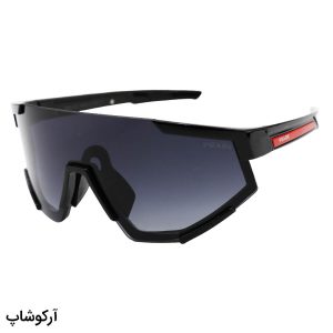 عکس از عینک ورزشی با فریم رنگ مشکی براق و لنز دودی سایه روشن برند PRADA مدل ZS2316