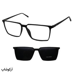 عکس از عینک طبی کاوردار با فریم مشکی رنگ، از جنس TR90 و مستطیلی شکل برند Cazal مدل RX7079
