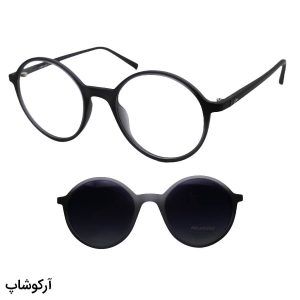 عکس از عینک طبی کاوردار با فریم گرد، مشکی رنگ و از جنس TR90 برند Cazal مدل RX7059