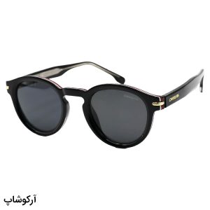 عکس از عینک آفتابی پلاریزه Carrera با فریم گرد، مشکی رنگ، لنز دودی تیره و دسته سیم دار مدل P581006