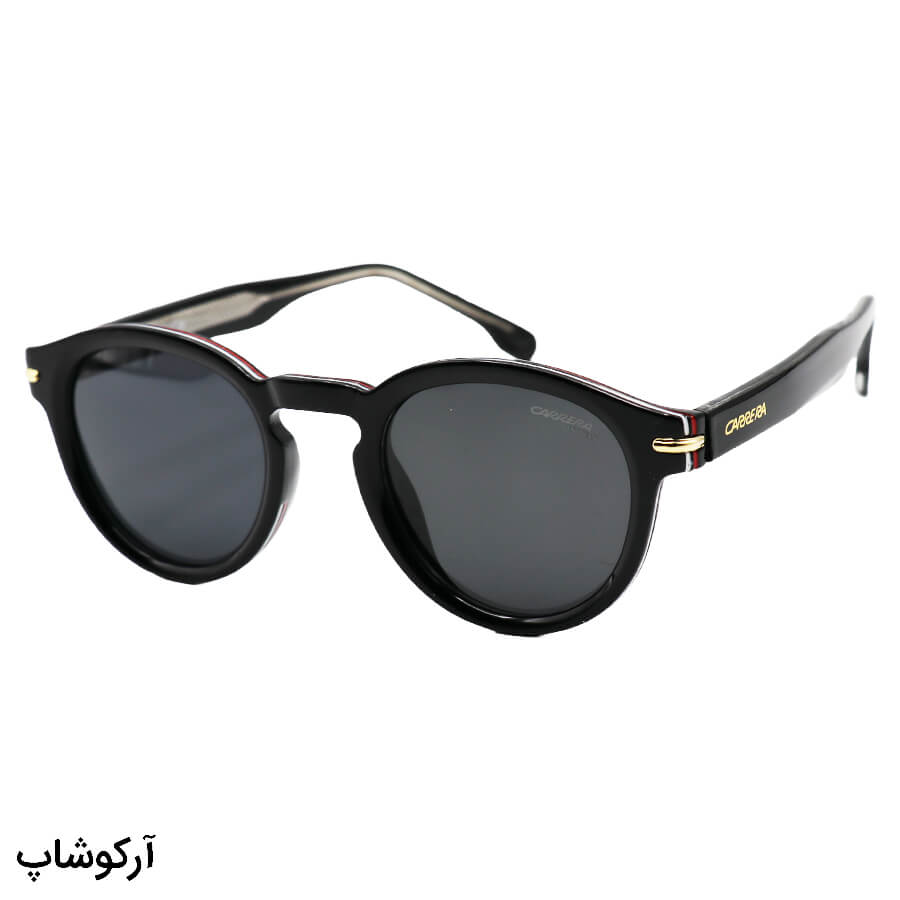 Black-Round-Frame-And-Dark-Polorized-Uv-Protection-Lens-Carrera-Sunglasses-Model-P581006-Bl-1 عکس از عینک آفتابی پلاریزه carrera با فریم گرد، مشکی رنگ، لنز دودی تیره و دسته سیم دار مدل p581006
