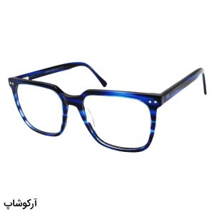 عکس از عینک طبی کاوردار با فریم مربعی شکل، آبی رنگ، از جنس استات و دسته فنری ولنتینو روسی مدل G5253