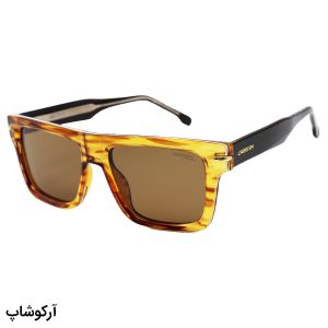 عکس از عینک آفتابی مردانه Carrera با فریم مستطیلی، قهوه ای رنگ و لنز قهوه ای تیره و پلاریزه مدل P58977