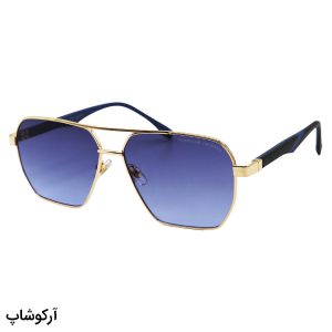 عکس از عینک آفتابی Porsche Design با فریم خلبانی، طلایی رنگ، دسته فنری و لنز آبی سایه روشن مدل DS2440S